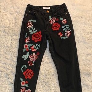 Glamorous Embroidered Black Jeans